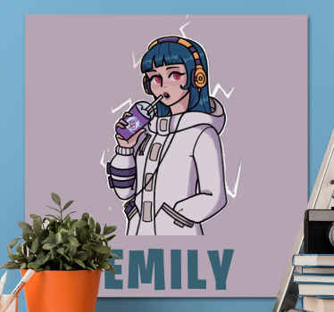 Quadro para quarto Cartoon headphone girl - TenStickers