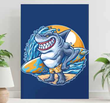 Quadro moderno Desenho de tubarão prancha de surf - TenStickers