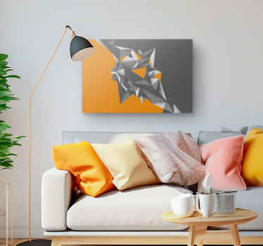 Quadro 3D Formas abstratas geométricas cinza e laranja - TenStickers