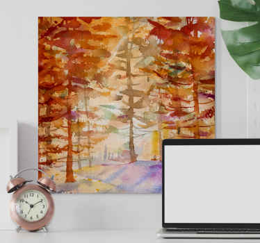 Paisagem das árvores pintadas de laranja canvas. Painted trees forest durante o outono. Mude o visual. Obtenha-o com envio imediato.