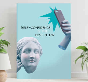 Impressões de parede do quarto do modelo de citação de amor-próprio. produtomoderno azul com estátua grega e texto que você pode apreciar. Obtenha remessa imediata.