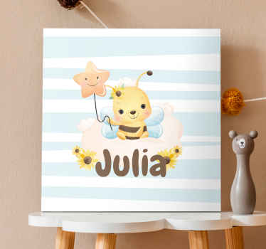 Quadro para bebê Animais fofos abelha com nome - TenStickers