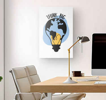 Quadro frase motivacional mundo em forma de lâmpada - TenStickers