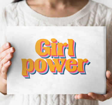 A tela de citações decorativas com um ótimo produtoque contém um texto na cor laranja que cita "poder feminino" é de excelente qualidade.