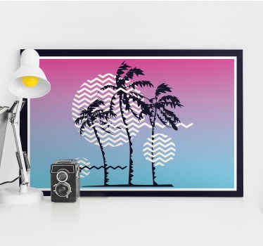 Quadro vintage Palmeiras retro pôr do sol - TenStickers