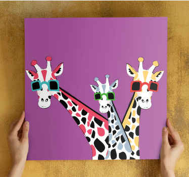 Quadro moderno Girafas engraçadas com óculos de sol - TenStickers