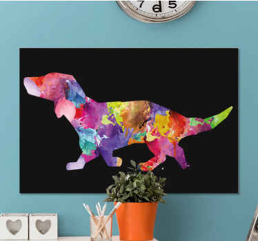 Quadro moderno Pintura de cão colorida em preto - TenStickers