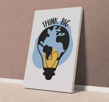 Quadro frase motivacional mundo em forma de lâmpada - TenStickers