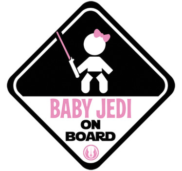 Você é fã da épica saga de filmes Star wars? Temos o autocolante para carro ideal para ti a informar a outros que tens no carro uma bebé jedi.