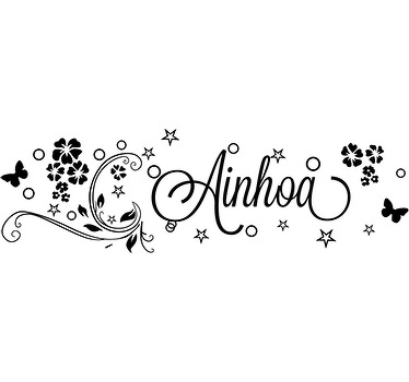 Preencha os espaços vazios da sua parede com este autocolante personalizado com estilo floral em que colocará o nome da sua flor lá de casa.