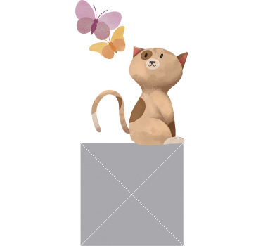 Dê uma nova vida aos seus interruptores,  decore-os com este vinil para interruptor com uma imagem animada de um gato e uma borboleta.