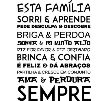 Vinil parede texto de Família - TenStickers
