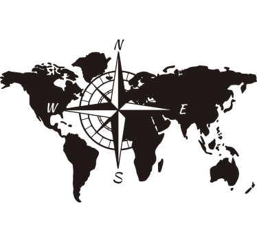 Personaliza a tua caravana com este espetacular vinil autocolante de um mapa mundo sobreposto por uma rosa dos ventos. Fácil de aplicar.