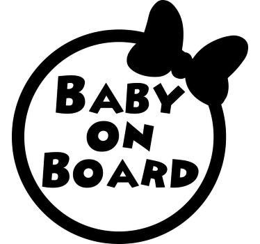 Vinil autocolante decorativo bebé a bordo, projetado numa forma redonda com o laço da Minnie Mouse. 