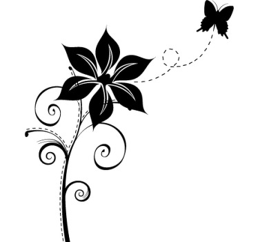 Autocolante de natureza com design elegante e diferenciado de uma borboleta voando longe de uma flor. Disponível em várias cores e tamanhos.