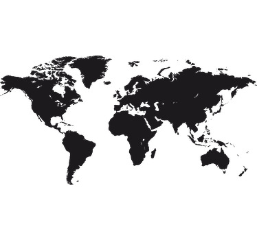 Autocolante de parede que ilustra o mapa mundo, estando disponível no tamanho que preferir e numa ampla gama de cores diferentes.