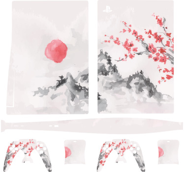 Autocolante Skin para PS5 Paisagem estilo japonês - TenStickers