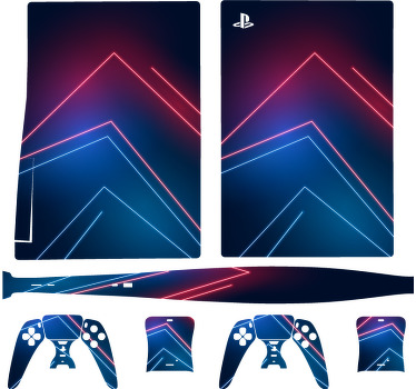 Autocolante Skin para PS5 Luz neon azul com linhas - TenStickers