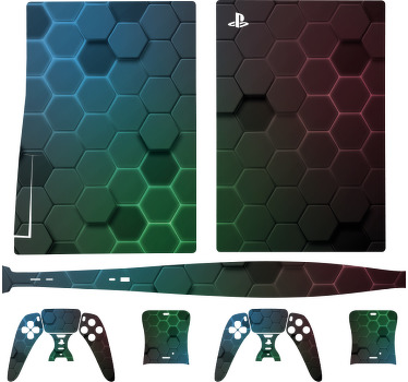 Autocolante Skin para PS5 Hexagonal cinza - TenStickers