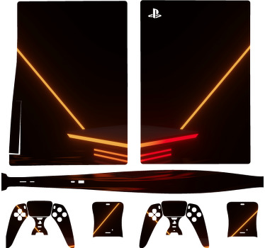 Autocolante Skin para PS5 Preto com luzes vermelhas futurista - TenStickers