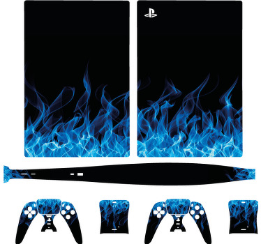 Autocolante Skin PS5 chamas azuis - TenStickers