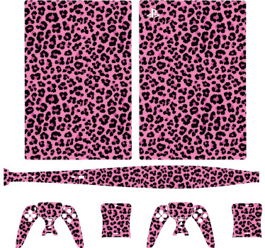 Autocolante Skin PS5 padrão de estampa animal rosa - TenStickers