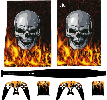 Autocolante Skin PS5 crânio em chamas - TenStickers