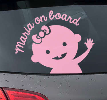 Autocolante bebe a bordo Menina a acenar - TenStickers