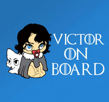 Decore o seu carro com este autocolante personalizado da personagem Jon Snow a bordo, se és fã dele garante já o teu sticker.