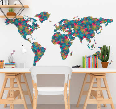 Decore a sua casa com este adesivo de parede mapa mundi com estilo mais selvagem para dar mais cor às suas paredes aborrecidas.