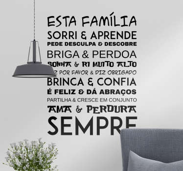 Vinil parede texto de Família - TenStickers