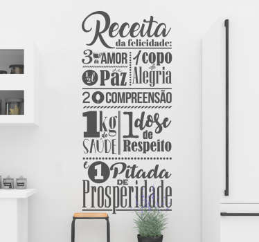 Autocolante parede receita feliz - TenStickers