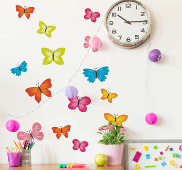 autocolante multicolorido de borboletas da primavera para decorar o quarto das crianças. é autoadesivo, fácil de aplicar e está disponível em qualquer tamanho.