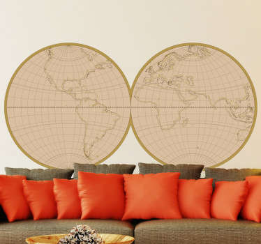 O sticker mapa mundo é uma versão do mapa mundo do século XVIII. Dê um toque clássico e sofisticado á sua habitação. Encomende já!