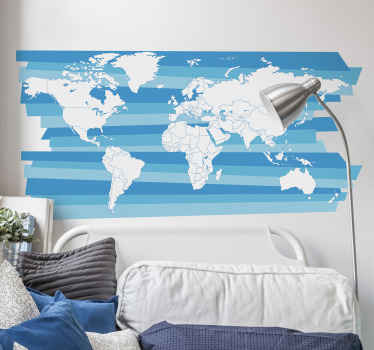 Projeto decorativo da vinis decorativos mapa mundo criado com um fundo de textura azul adorável. é fácil de aplicar e adequado para salas de estar e escritórios.