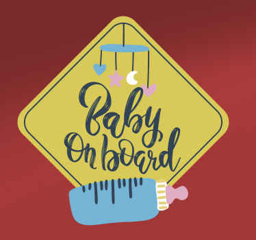 Projeto do autocolante do carro temático do bebê a bordo para decorar um espaço do veículo e alertar outros usuários da estrada sobre um passageiro bebê. Fácil de aplicar e de alta qualidade.