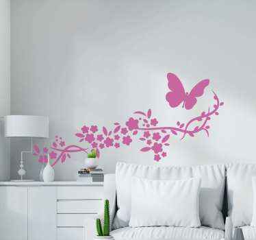 Borboletas e vinil autocolante decorativo de Vinil decorativode flores para decoração de casa. Um produtopersonalizável em cerca de 50 opções de cores diferentes. Fácil de aplicar e autocolante.