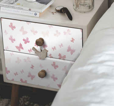 autocolante decorativo de móveis de borboletas cor de rosa adequado para todos os tipos de móveis. Pode ser aplicado nas gavetas e guarda-roupas do quarto.
