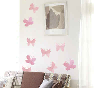 autocolante de vinil com borboletas rosa para decoração de casa e outros locais de escolha. Fácil de aplicar e confeccionada em vinil de alta qualidade.