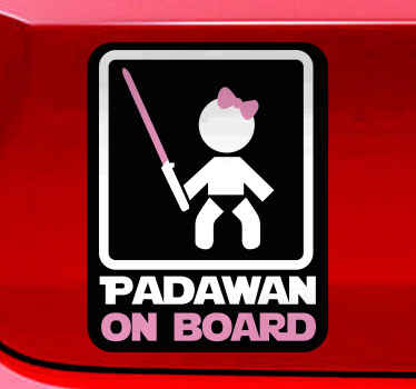 Lindo autocolante para carros de padawan a bordo de nossa coleção de adesivos de criança a bordo de veículos. é fácil de aplicar e de alta qualidade.