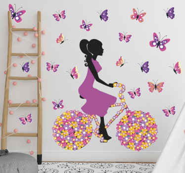 vinil autocolante decorativo de vinil de borboleta para ciclismo - lindo produtopara personalizar qualquer espaço que você deseja apresentar com a aparência de uma senhora elegante andando de bicicleta bonita.