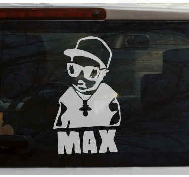 Bebê rapper com chupeta bebê autocolante a bordo. Motivo de menino bebê com estética rapper e cor personalizada. Obtenha remessa imediata!