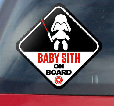 Autocolante decorativo bebé a bordo de Star Wars para mostrar aos outros condutores você viaja com um bebé Sith a bordo!