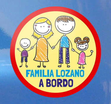 Adesivo autocolante personalizável Familia a Bordo, poderá personalizar este adesivo com o apelido da sua familia.