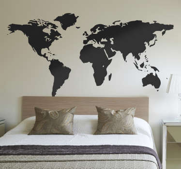 Mural de parede ilustrando um fantástico mapa mundo simplificado! Vinil decorativo perfeito para quem adora viajar e conhecer novos locais!