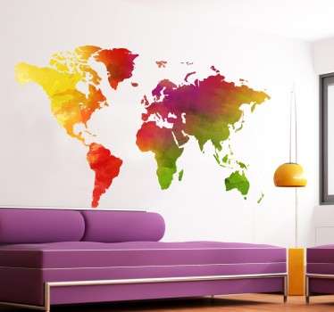 Autocolante decorativo ilustrando o mapa Mundo em diferentes tonalidades, ideal para quem gosta de viajar e de conhecer novas culturas!
