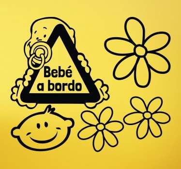 Vinil autocolante "Bebé a Bordo", vinil perfeito para colocar no automóvel para que todos saibam que normalmente transporta a sua criança consigo.