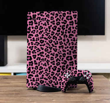 Autocolante Skin PS5 padrão de estampa animal rosa - TenStickers
