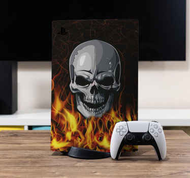 Autocolante Skin PS5 crânio em chamas - TenStickers
