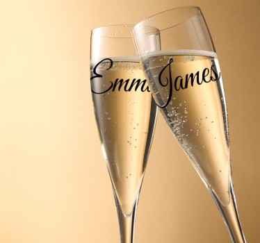 Vinil decorativo copos casamento nomes - TenStickers